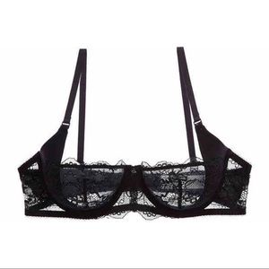 Luxe Black French Lace Half Cup Demi Bra